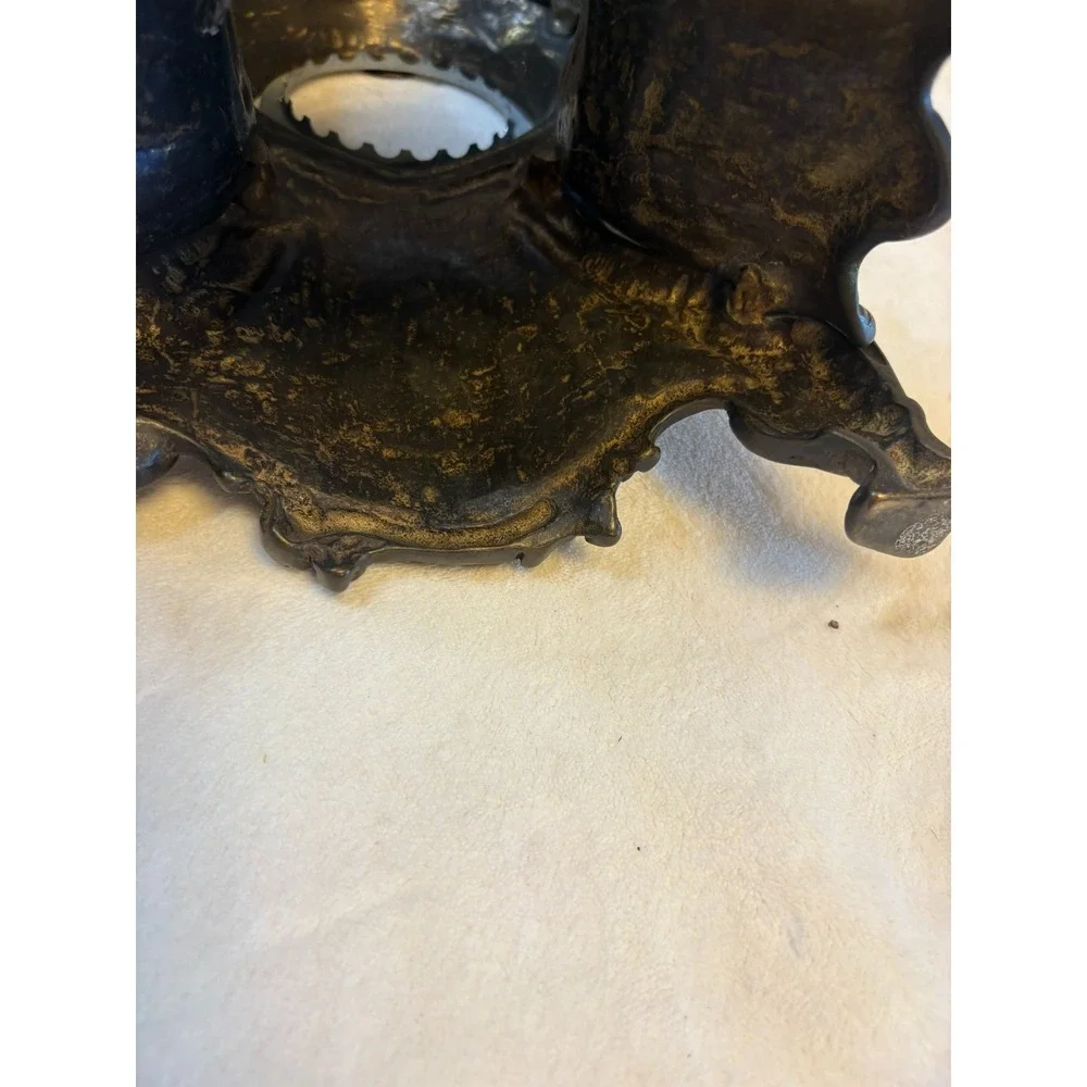 Vintage Italian Rococo Mantel Clock Cast Metal Made in Italy Faini